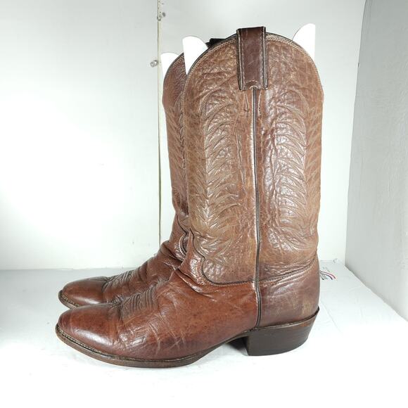 Justin Men\'s Vintage 1306 US 12D Brown Leather Cowboy Boots Made in USA main image 14